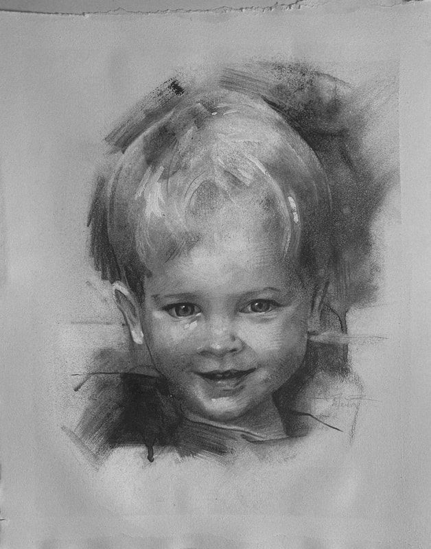 This charcoal portrait of this child, by James Thomas, was a Christmas gift given to his grandparents.