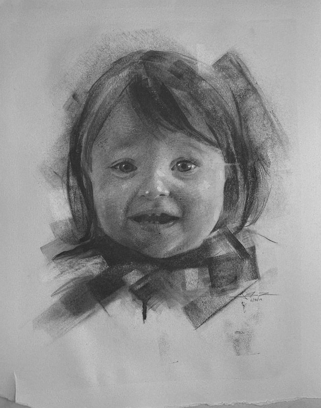 James Thomas created this precious charcoal portrait of this little girl as a Christmas gift to her mother and grandparents.
